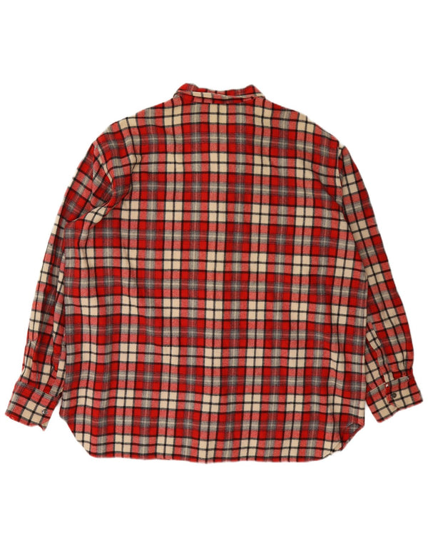 Cămașă Vintage pentru bărbați de flanel XL Lână roșie cu carouri