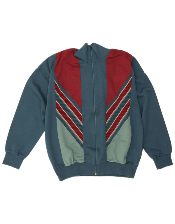 Pulover Cardigan Vintage pentru bărbați UK 40 Medium Blue Colorblock Acrilic