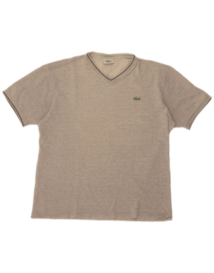 Tricou Lacoste pentru bărbați Top mărimea 5 mare, gri bumbac cu pete
