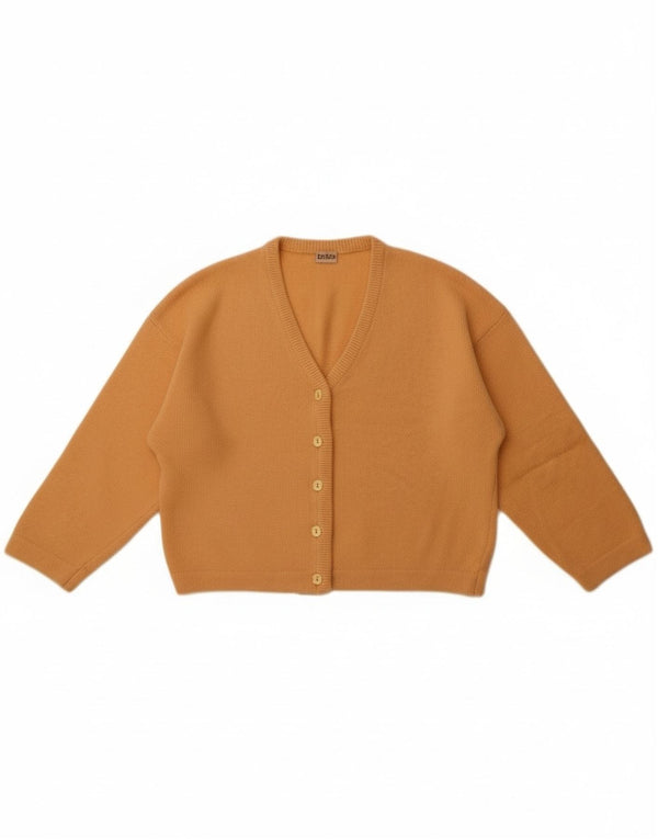 Pulover vintage cardigan crop pentru femei UK 14 Lână portocalie medie