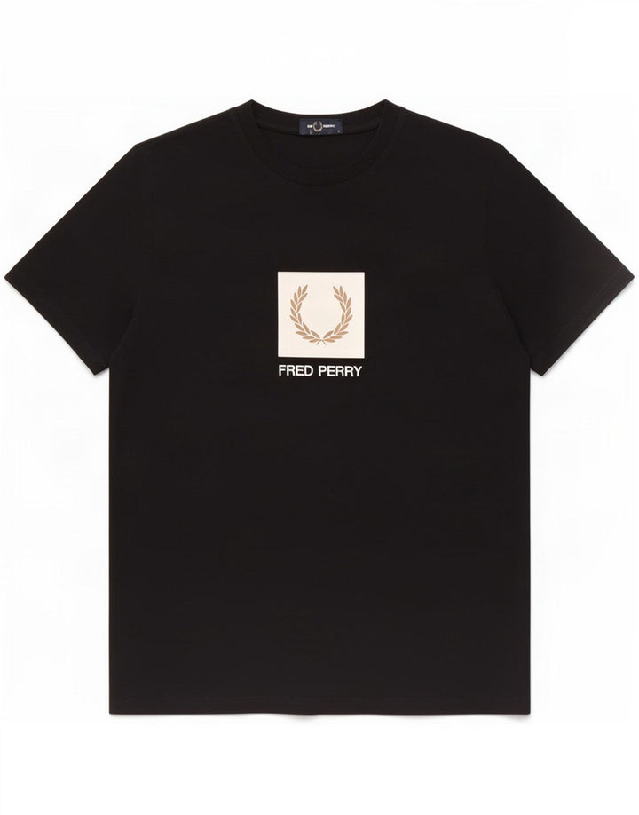 Tricou grafic Fred Perry pentru bărbați Top mediu din bumbac negru