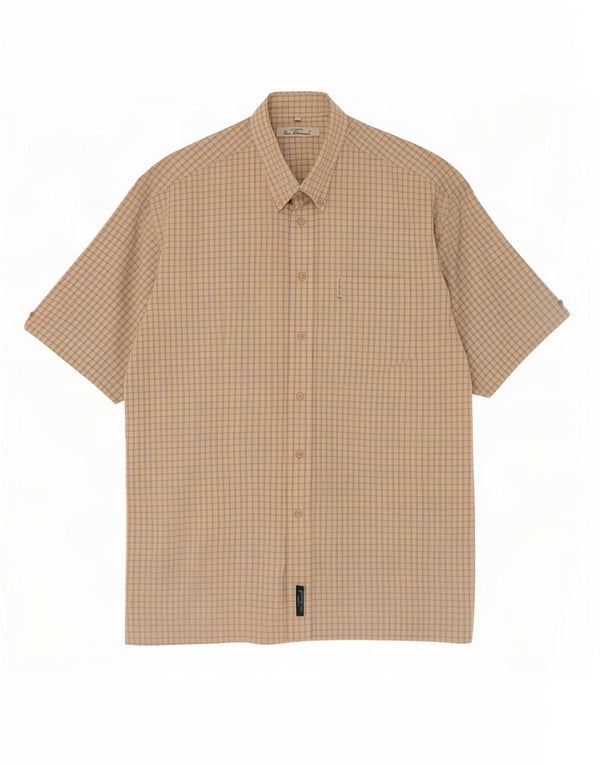Cămașă cu mânecă scurtă pentru bărbați Ben Sherman, bumbac vichy, bej mediu