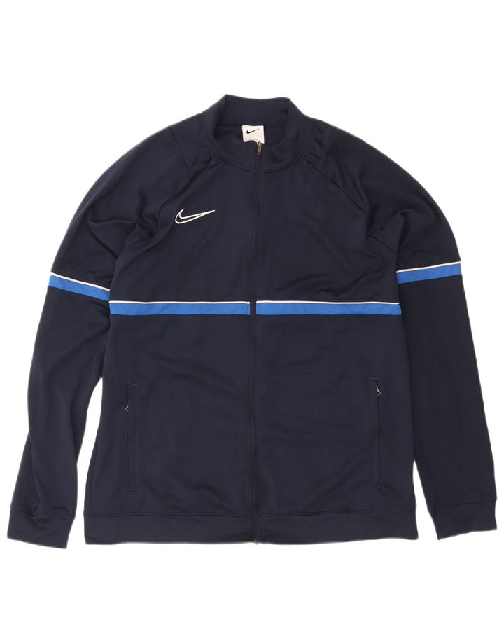 Jachetă de top pentru trening Nike Dri Fit pentru bărbați XL, poliester color-bloc, albastru bleumarin