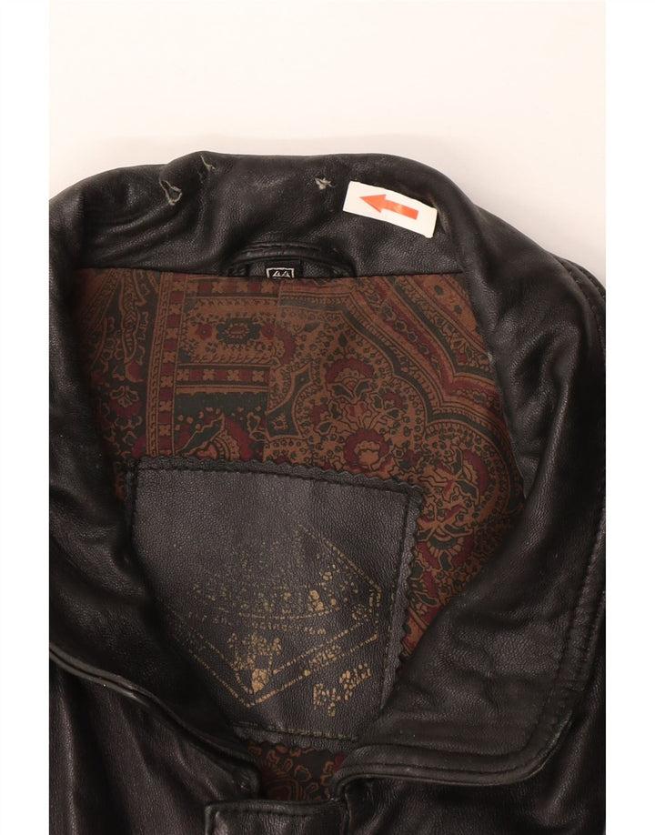 Jachetă de piele vintage pentru bărbați UK 44 2XL din piele neagră