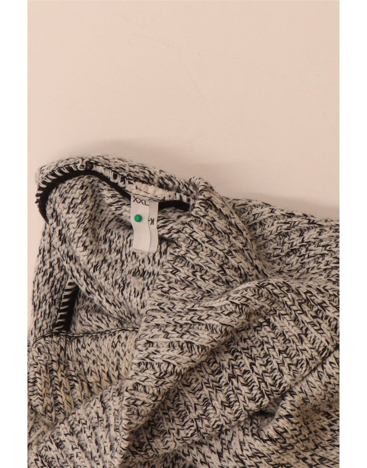 VINTAGE Pulover cu gât rulat pentru bărbați, 2XL, gri Fair Isle Acrilic