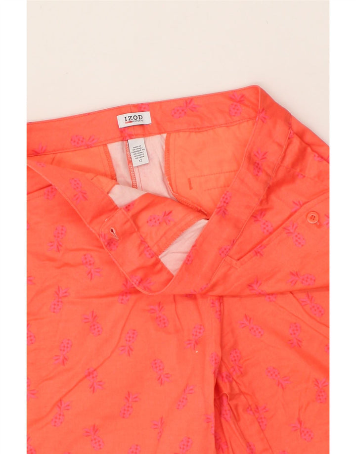 IZOD Womens Abstract Pattern Casual Shorts US 12 Large W34  Orange Vintage Izod and Second-Hand Izod from Messina Hembry 