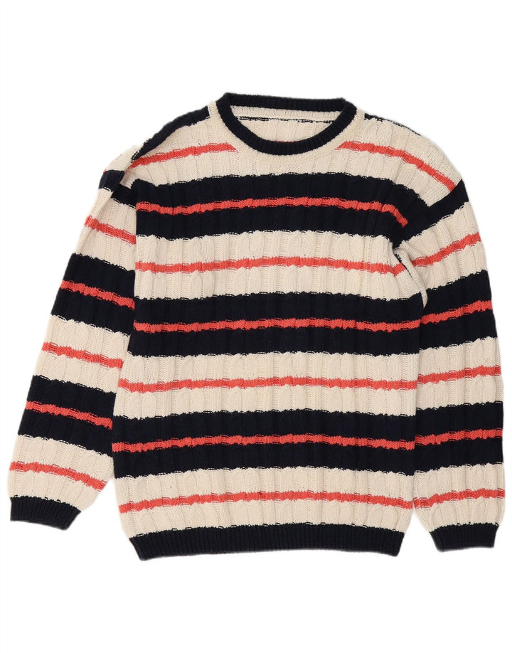 Pulover vintage pentru bărbați, cu gât de barcă, cu dungi medii, multicolore