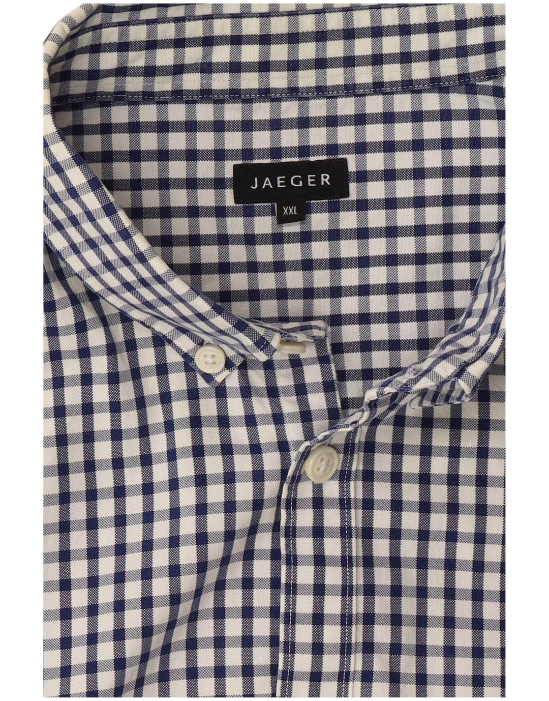 JAEGER Mens Flannel Shirt 2XL Navy Blue Gingham Vintage Jaeger and Second-Hand Jaeger from Messina Hembry 