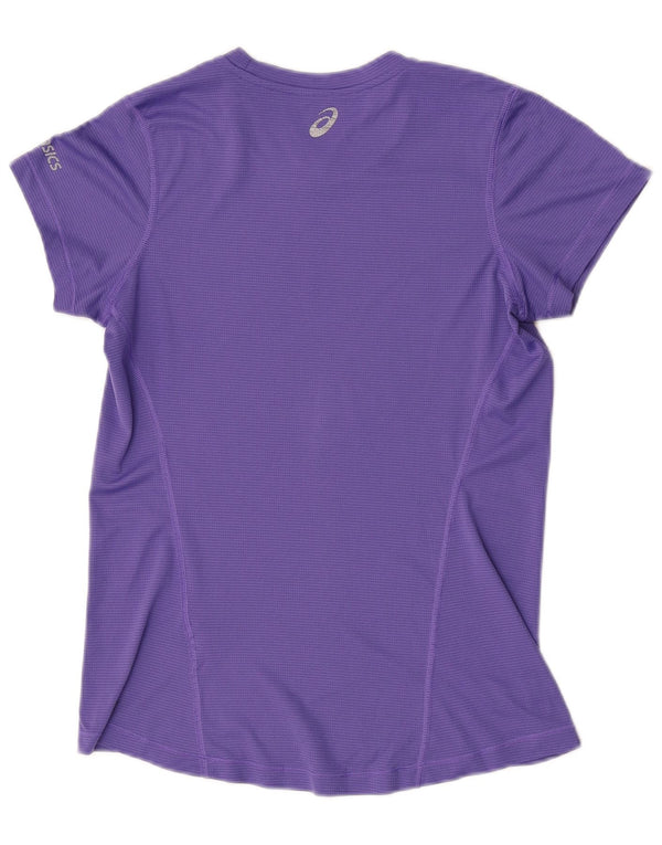 Tricou grafic Asics pentru femei Top UK 10 Small Purple Pinstripe