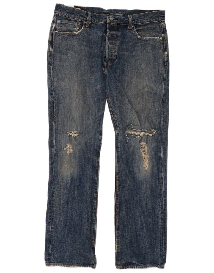 Blugi drepți distressed pentru bărbați Levi's W34 L32 Bumbac albastru