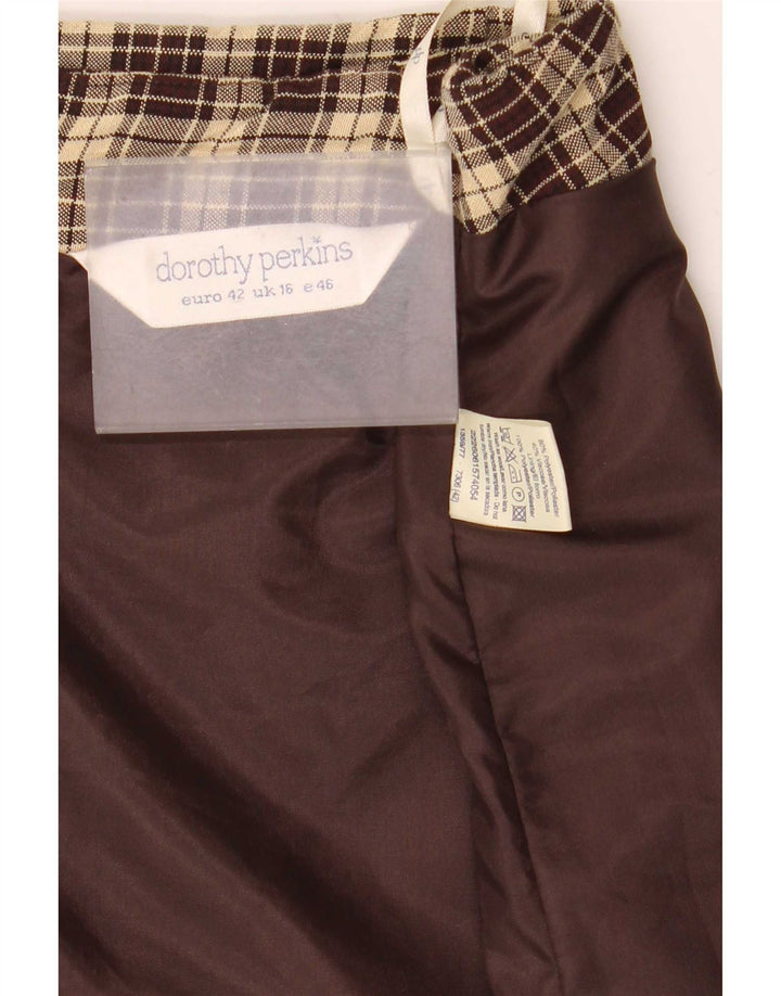 Fusta mini pentru femei Dorothy Perkins UK 16 Large W32 Brown Check Poliester