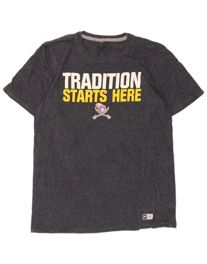 Tricou grafic Russell Athletic pentru bărbați Top mic, gri, bumbac