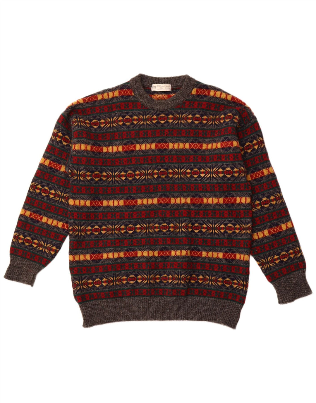 SF. BERNARD Pulover pentru bărbați cu decolteu rotund, mare, multicolor, Fair Isle