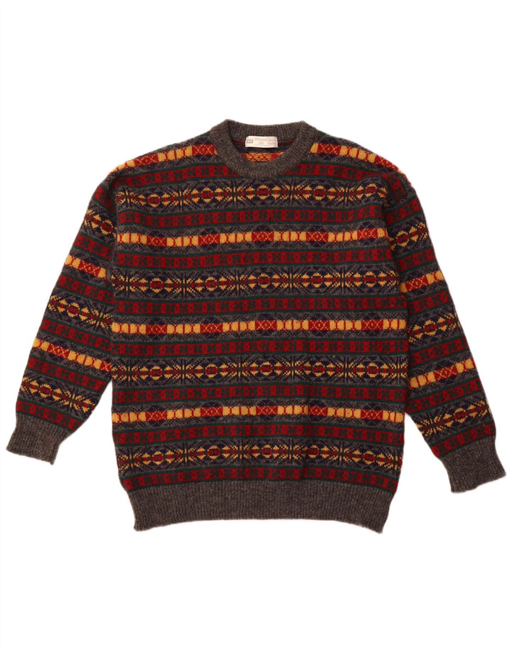 SF. BERNARD Pulover pentru bărbați cu decolteu rotund, mare, multicolor, Fair Isle