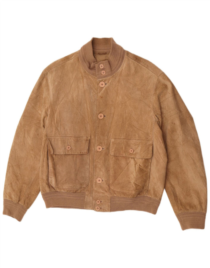 Bomber Vintage pentru bărbați din piele intoarsa EU 48 Medium Beige Piele