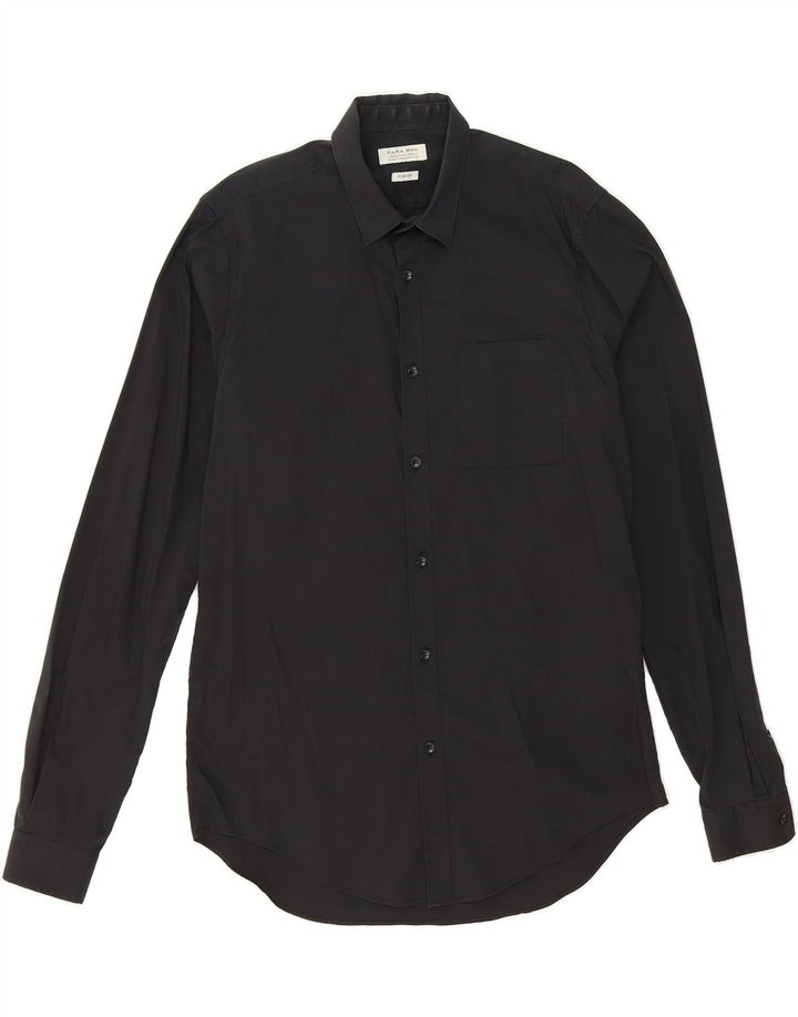 ZARA Mens Slim Fit Shirt Medium Black Cotton Vintage Zara and Second-Hand Zara from Messina Hembry 