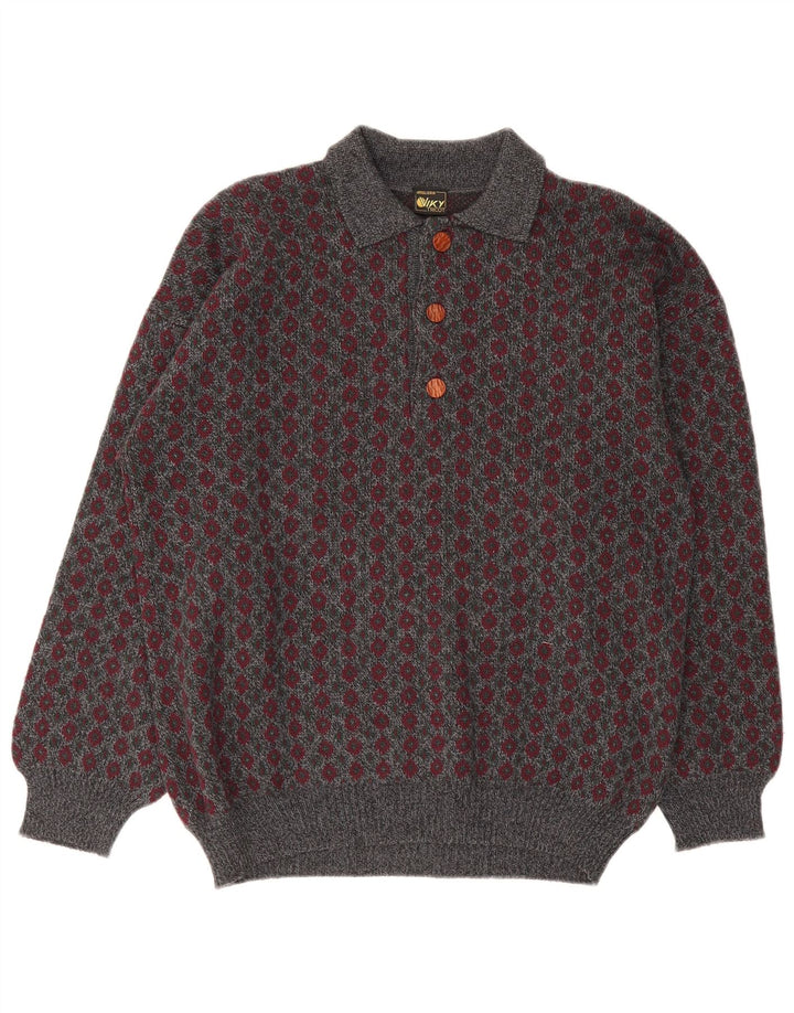 Pulover Viky Tricot pentru bărbați cu gât polo IT 50 Medium Gri Geometric