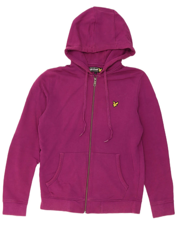 Lyle & Scott Pulover supradimensionat cu capota cu fermoar pentru femei UK 10 Bumbac violet mic