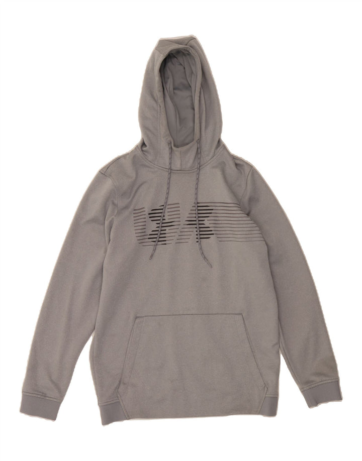 UNDER ARMOUR Mens Cold Gear Graphic Hoodie Jumper Small Grey Polyester Vintage Under Armour and Second-Hand Under Armour from Messina Hembry 