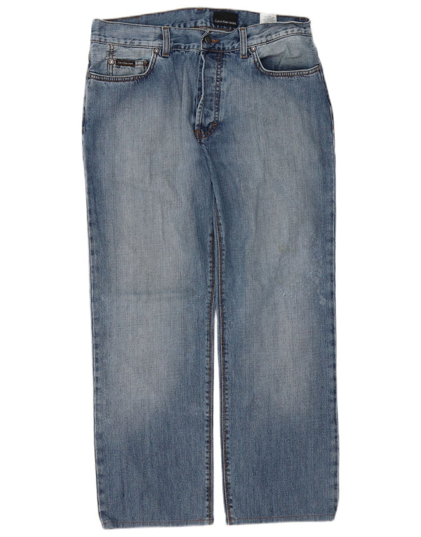 Calvin Klein Blugi Distressed Straight pentru bărbați W33 L27 Bumbac albastru