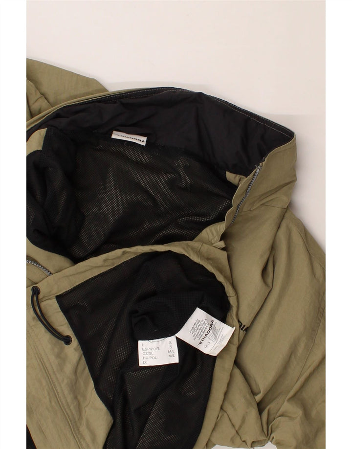 DIADORA Mens Oversized Hooded Rain Jacket UK 36 Small Khaki Polyamide Vintage Diadora and Second-Hand Diadora from Messina Hembry 