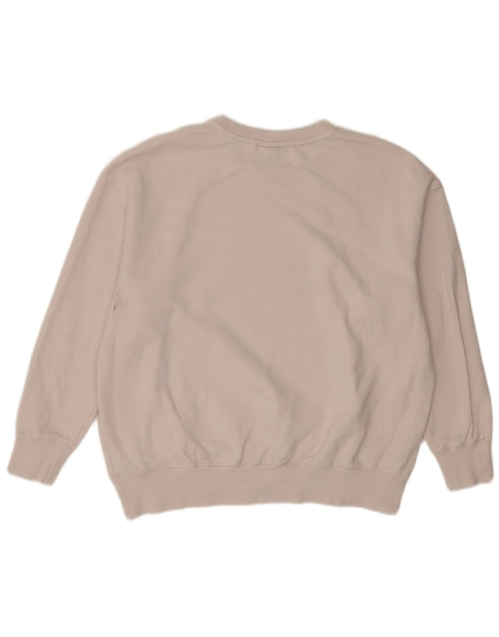 Pulover supradimensionat cu grafic Nike pentru femei UK 14 Bumbac alb mediu