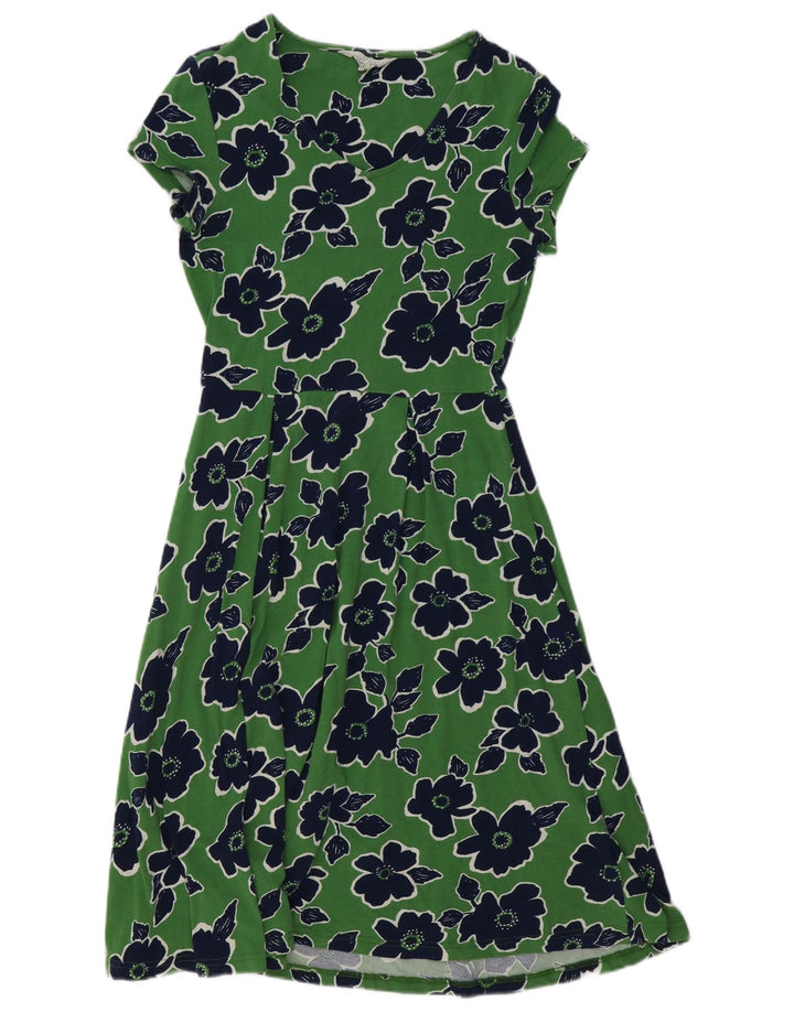 SEASALT CORNWALL Rochie A-Line pentru femei UK 10 Bumbac Floral Verde Mic