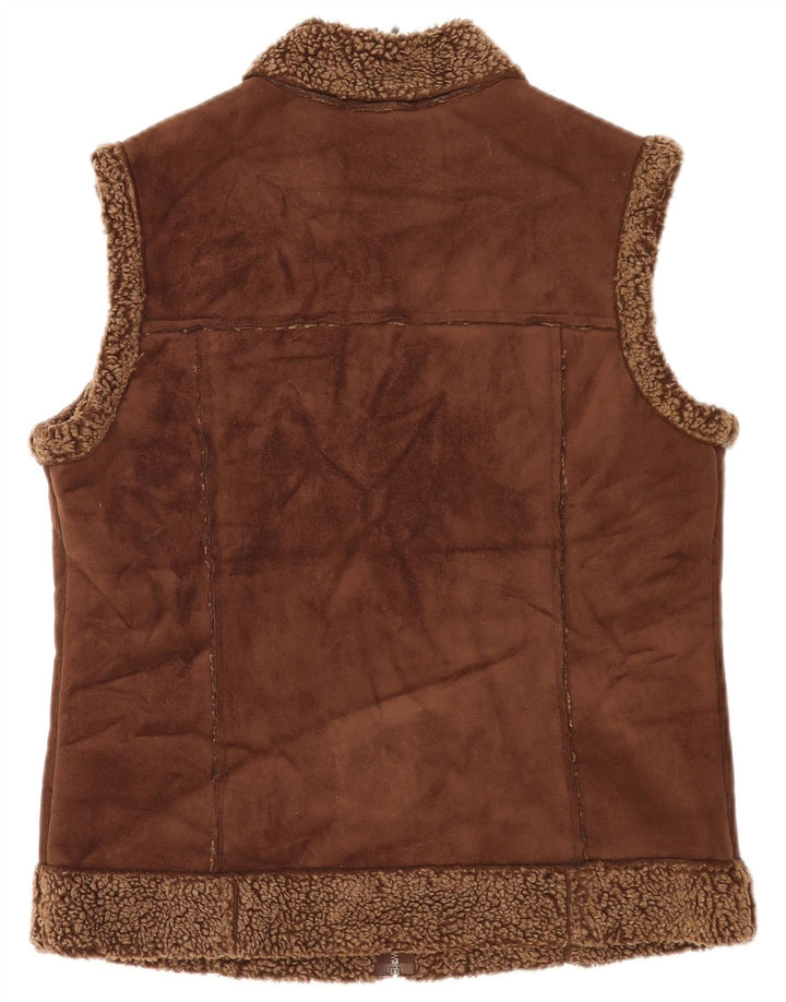 Marks & Spencer pentru femei Sherpa Gilet UK 12 Medium Brown Poliester