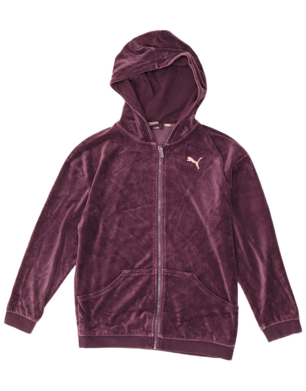 Puma Fete Velvet Zip Hoodie Pulover 13-14 Ani Purpuriu Bumbac