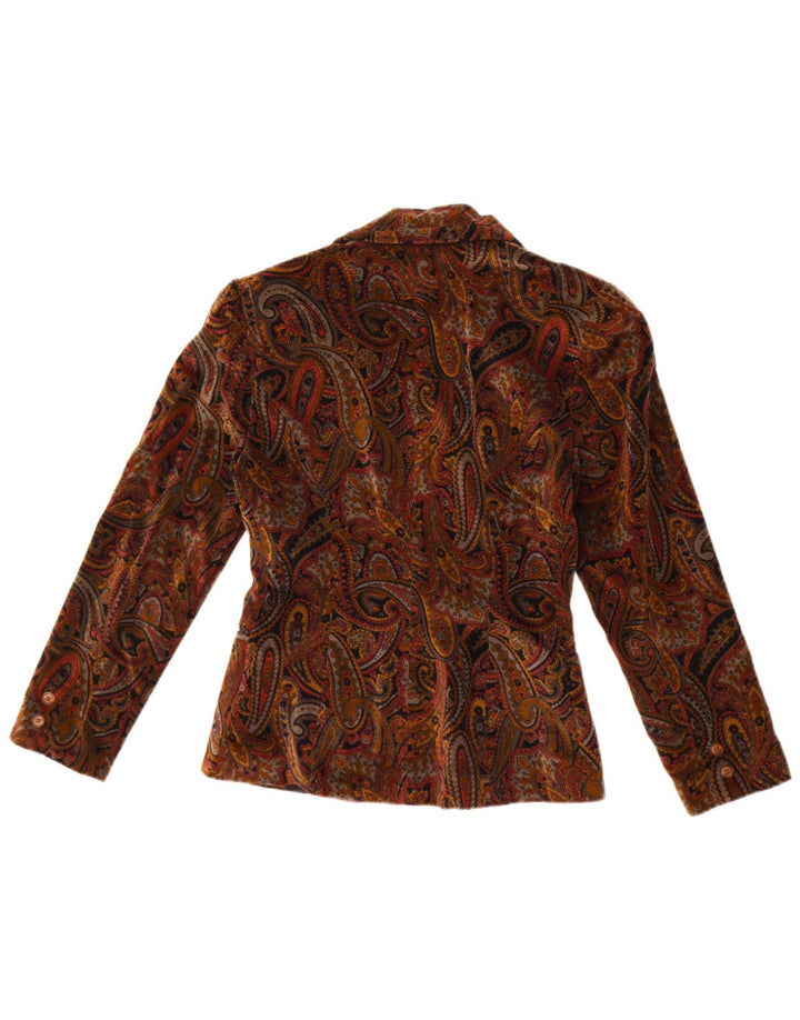 Jachetă pentru femei Madeleine cu 3 nasturi, UK 10, bumbac Paisley maro mic