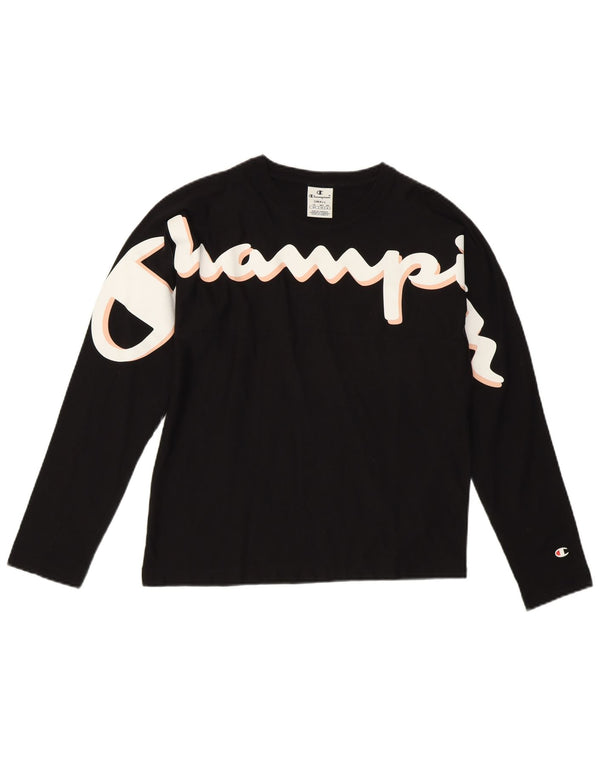 CHAMPION Top grafic pentru femei cu mânecă lungă UK 10 Small Black