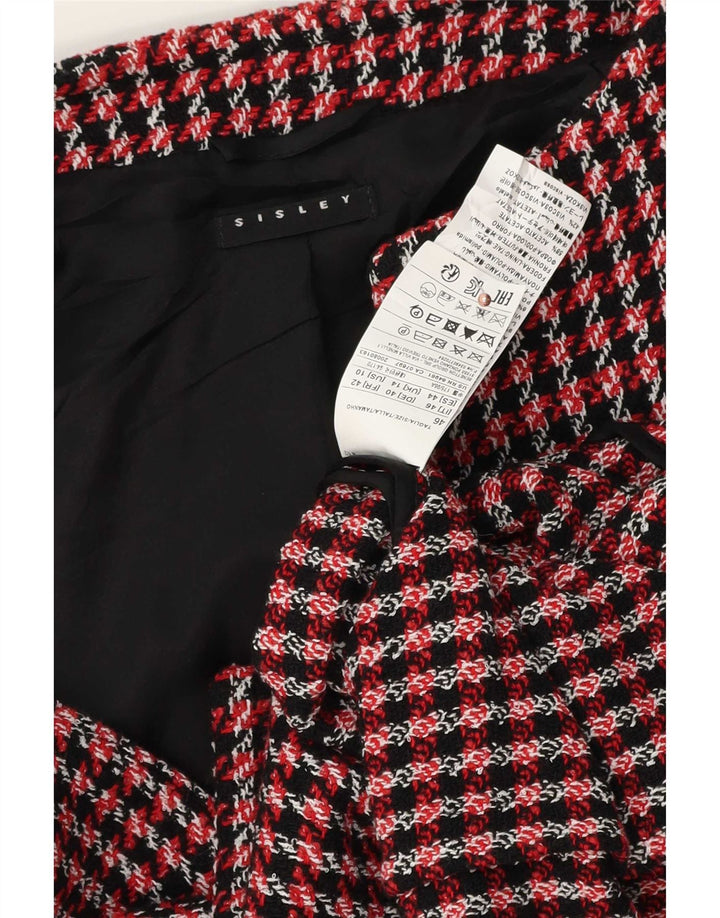 Jachetă blazer pentru femei Sisley, cu 1 nasture, UK 14, bumbac mare roșu cu picior de gală