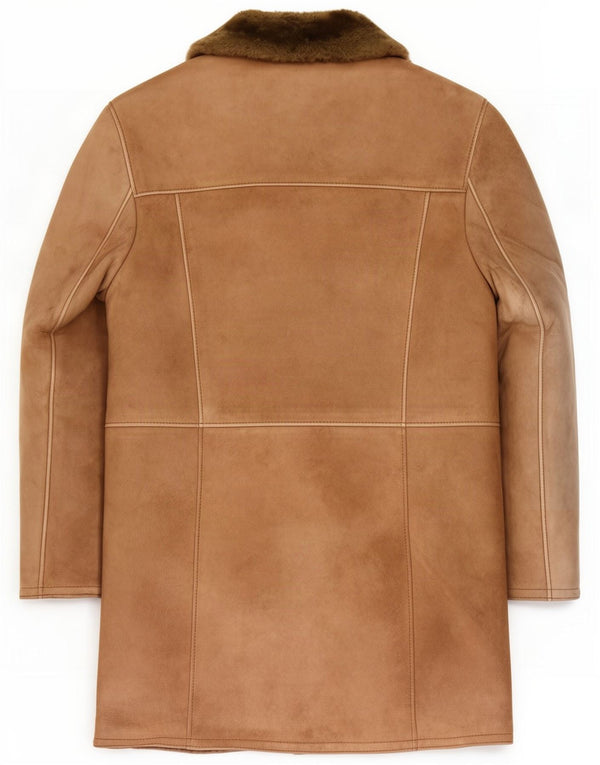 Palton dublu din shearling vintage pentru bărbați UK 40 mare maro