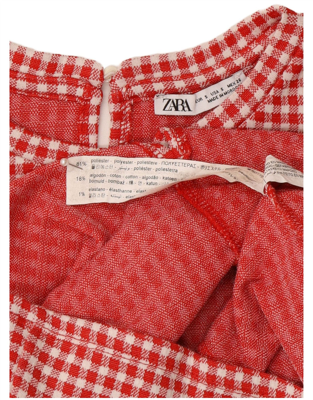 Rochie A-Line pentru Damă Zara UK 8 Mic Roșu Gingham Poliester