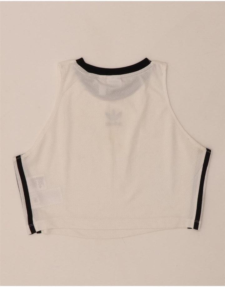 ADIDAS Crop Vest Top pentru femei UK 16 Poliester alb mare