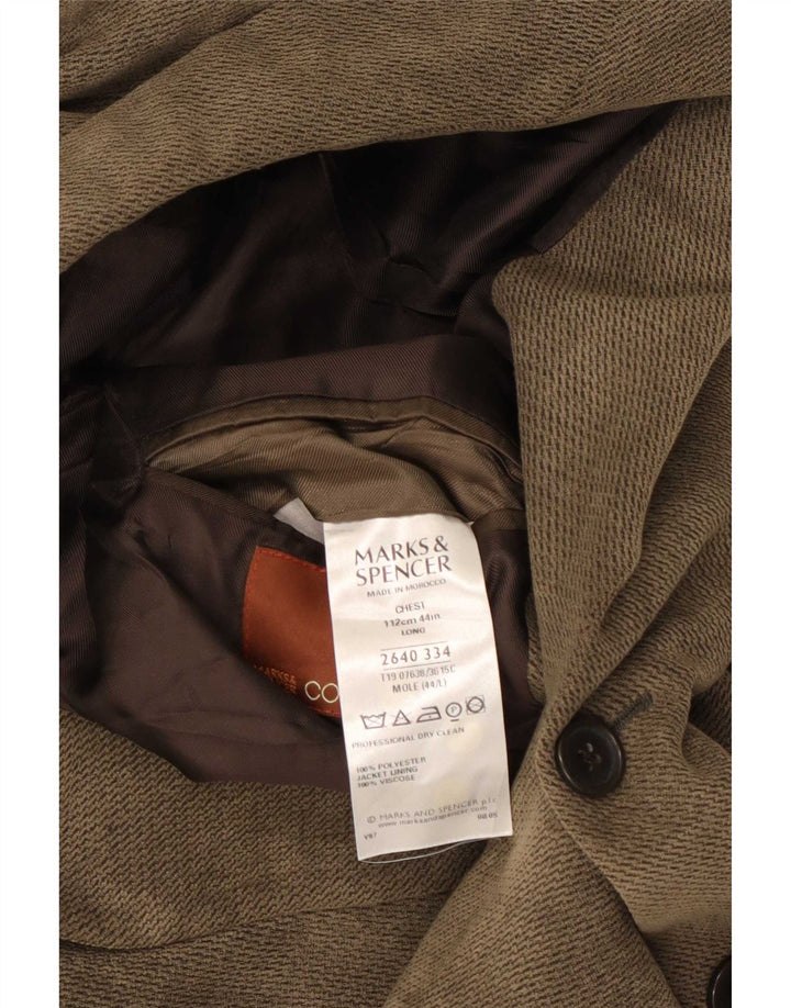 Jachetă pentru bărbați Marks & Spencer, lungă cu 3 nasturi, UK 44 XL, maro, viscoză