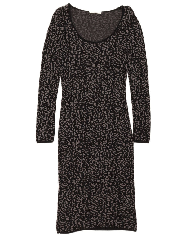 Rochie Oasis pentru femei cu mânecă lungă cu pulover UK 12 Medium Black Animal Print