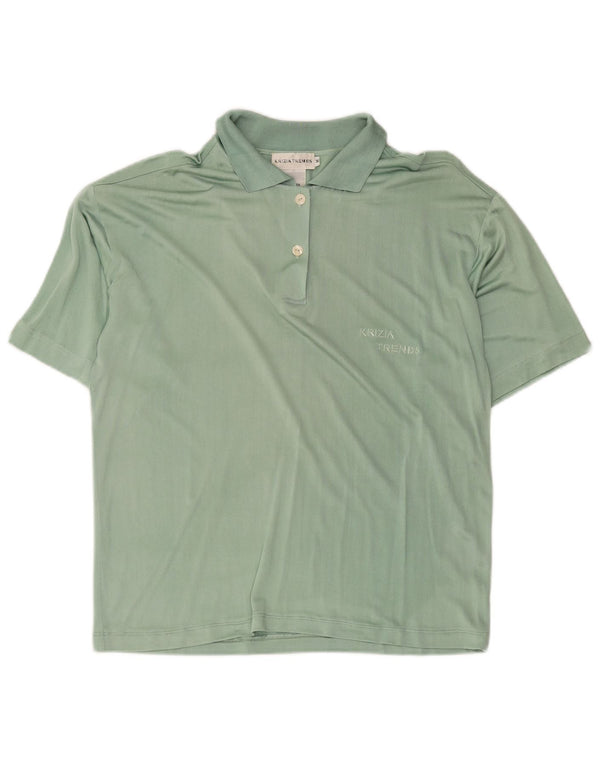 Tricou polo pentru damă Krizia, cu tăiere largă, UK 14, mătase verde medie
