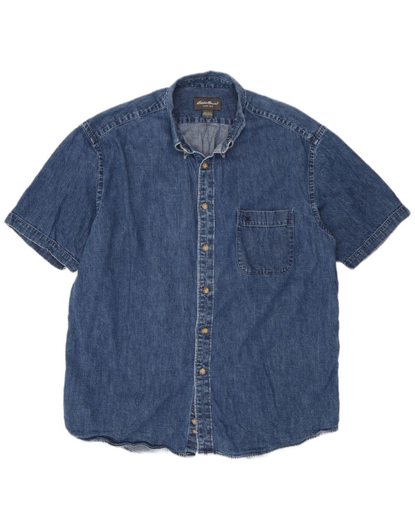 Cămașă de blugi cu mânecă scurtă pentru bărbați Eddie Bauer, bumbac albastru mare