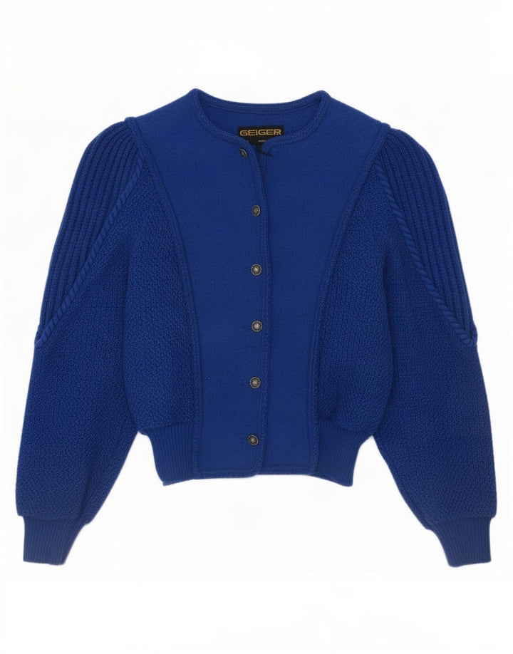 Pulover cardigan pentru femei Geiger EU 36 Mic Albastru Lână nouă