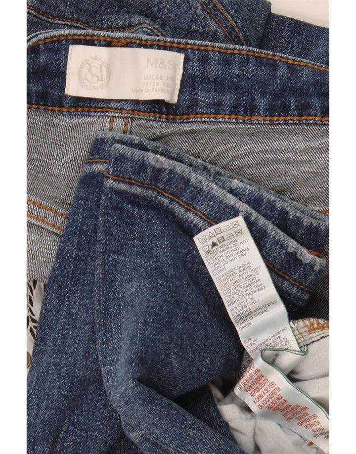 Blugi largi pentru bărbați Marks & Spencer W38 L31 bumbac bleumarin