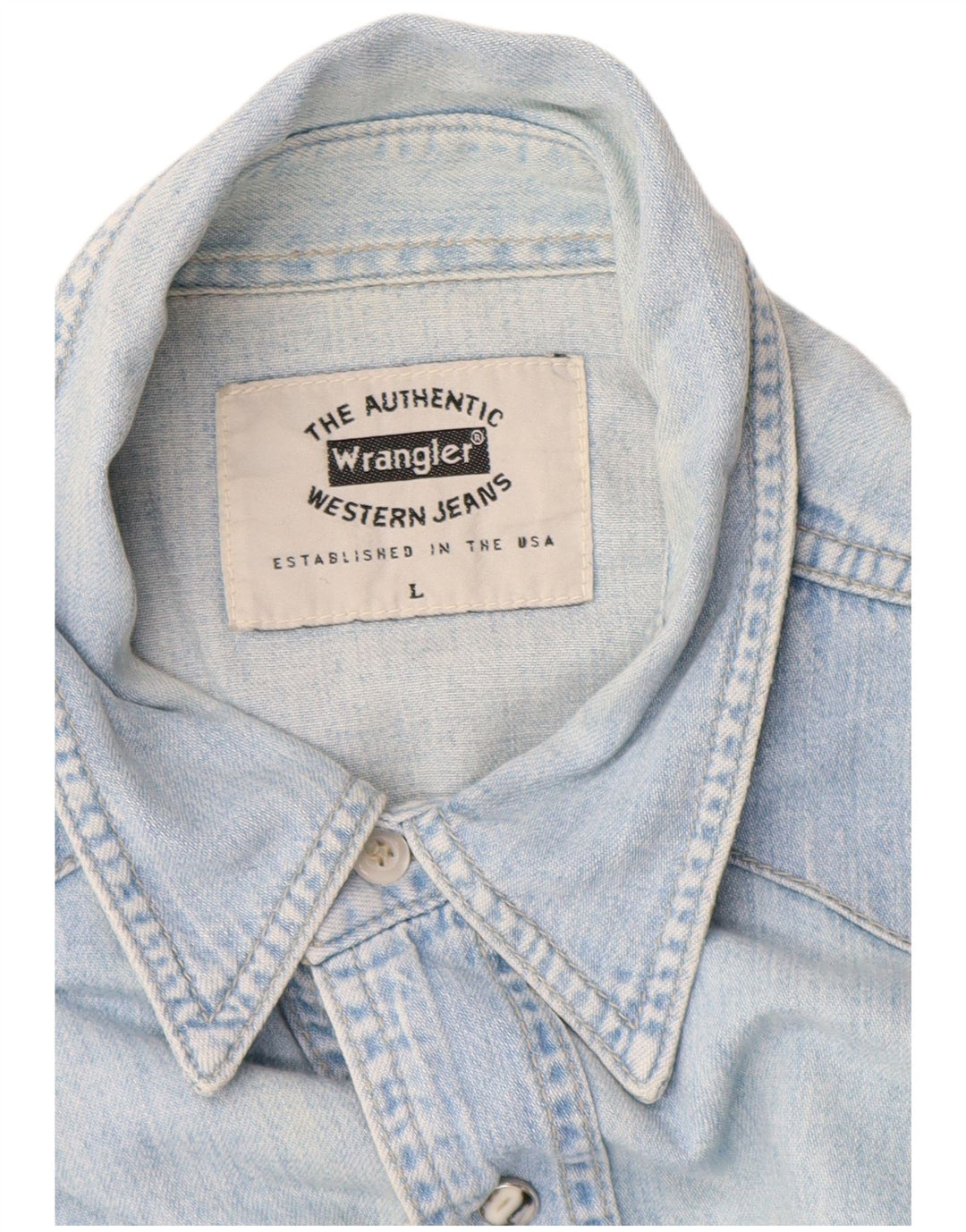 Cămașă Western denim pentru bărbați Wrangler, bumbac albastru mare