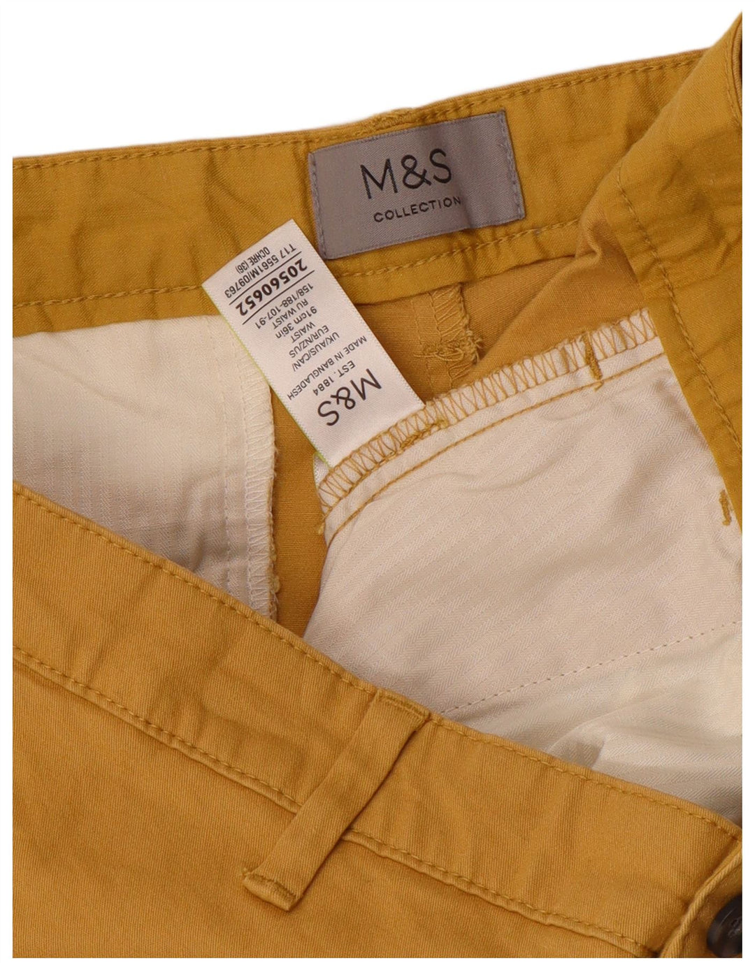 Pantaloni scurți chino pentru bărbați Marks & Spencer W36, bumbac galben mare