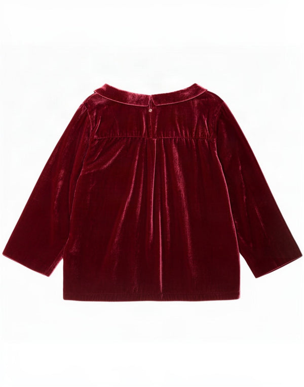 White Stuff Bluză pentru femei din catifea cu mâneci 3/4 UK 18 XL Burgundy Viscose