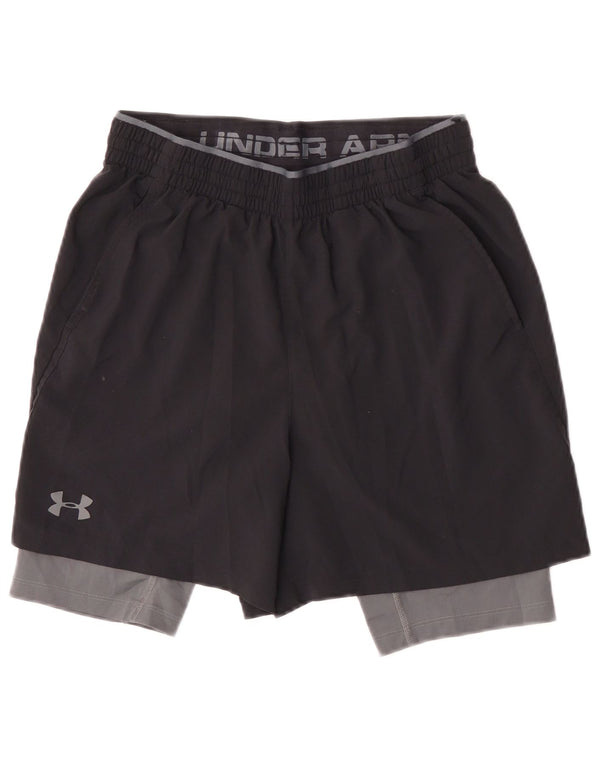 Pantaloni scurți sport Under Armour pentru femei Heat Gear UK 12 Medium Black Colorblock