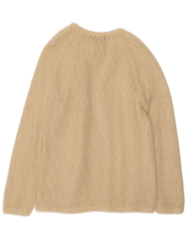 Pulover Cardigan Vintage pentru Damă UK 16 Mare Mohair alb