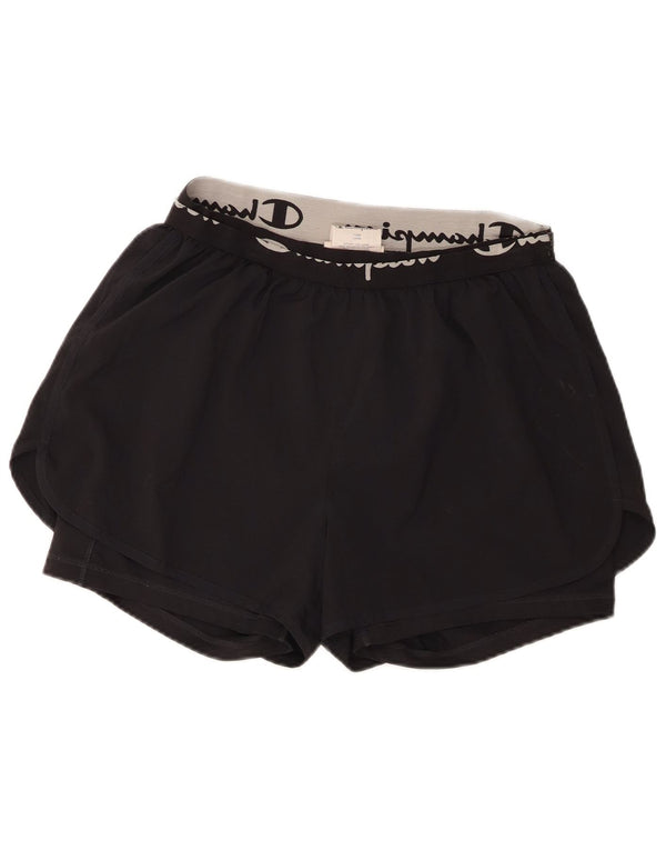 Pantaloni scurți sport grafic Champion pentru femei UK 18 XL poliester negru