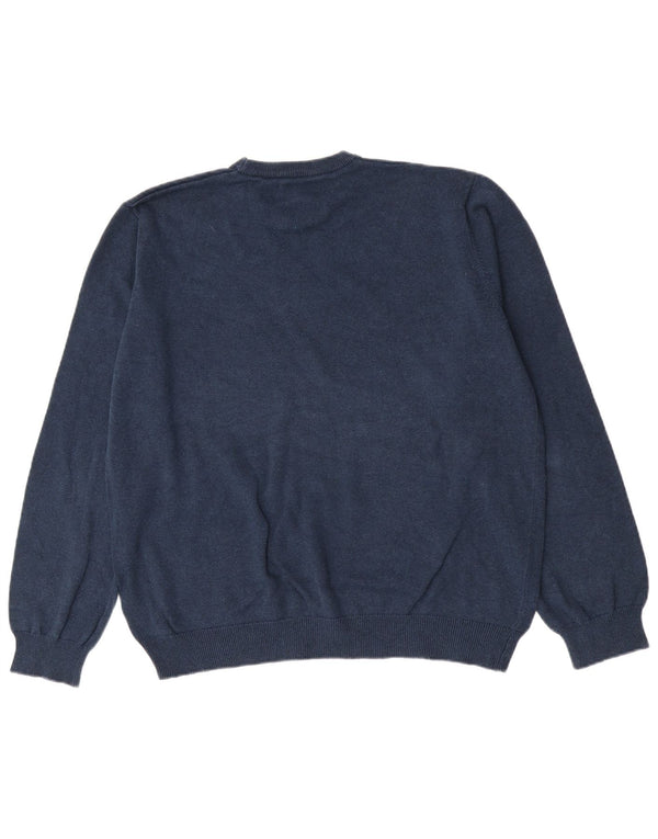 Pulover pentru bărbați Marks & Spencer, cu gât crew, XL, bumbac bleumarin