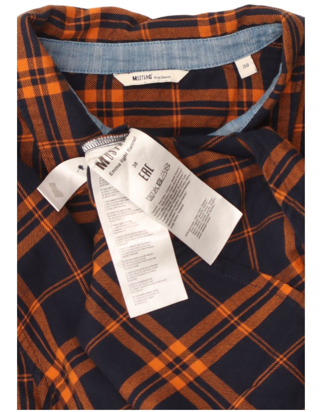 Cămașă de flanel pentru femei MUSTANG EU 38 Bumbac cu carouri bleumarin mediu