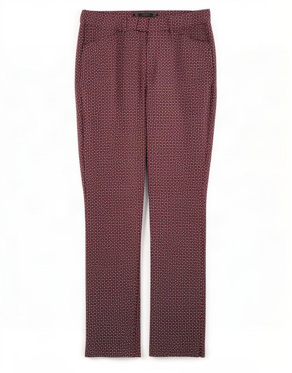 Zara Womens Trafaluc Slim Casual Trousers Small W26 L28 Burgundy Floral